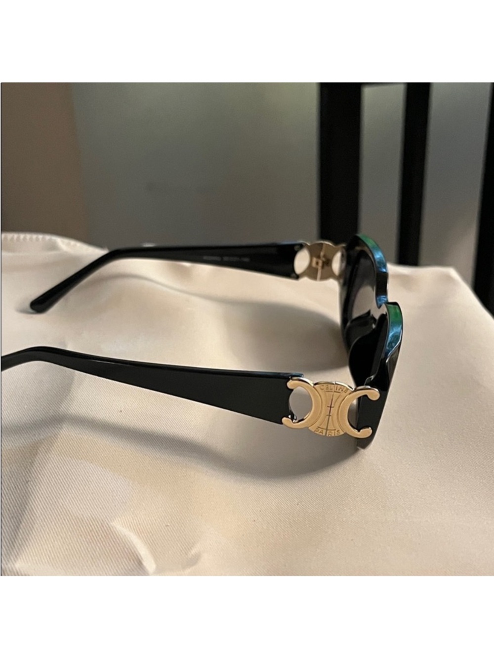 Celine Black Rectangular Women's Sunglasses - Picture 2 of 7